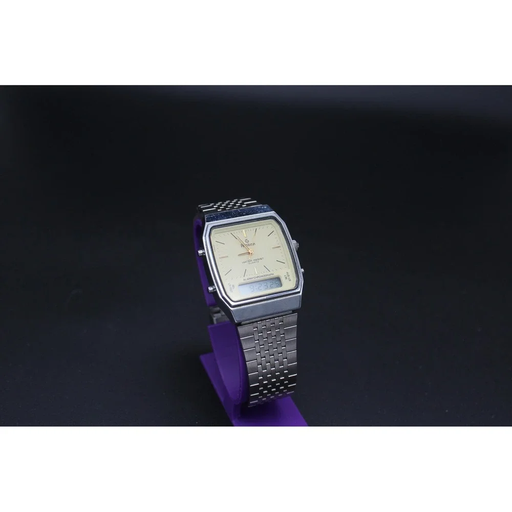 Vintage Armitron Ana-Digi Alarm Chronograph Quartz Watch Runs 31mm Japan